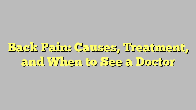 Back Pain: Causes, Treatment, and When to See a Doctor