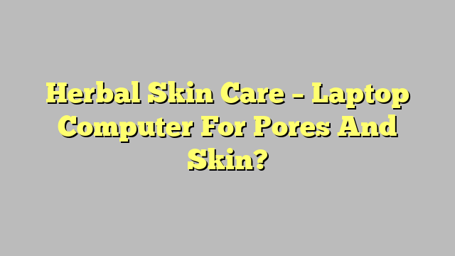 Herbal Skin Care – Laptop Computer For Pores And Skin?