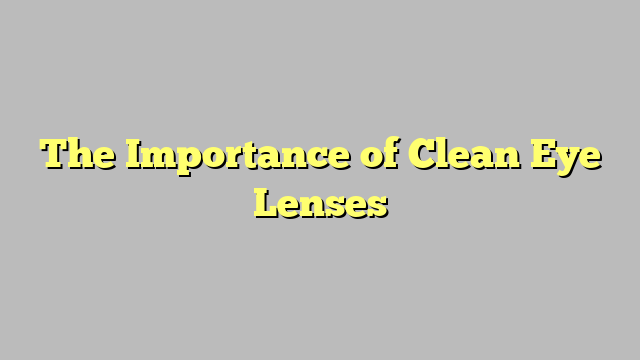 The Importance of Clean Eye Lenses