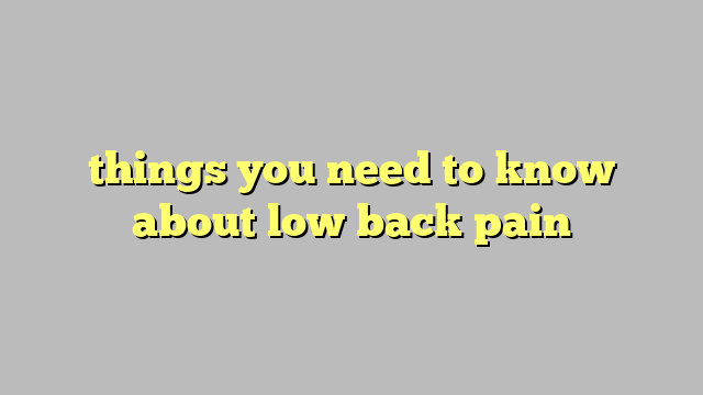 things you need to know about low back pain